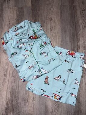 KATE SPADE Print Short Pajamas In Mini Golf Puppy 2 Piece Set Sizes Large NWT